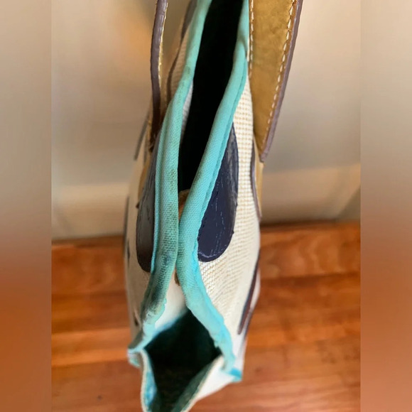 Fossil Canvas Polka Dot Purse Key Bag Charm Large Shopper Tote Handbag Whimsical - Picture 5 of 11